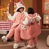Pijama de invierno grueso con forro polar para niñas, para padres e hijas, camisón lindo y dulce de forro polar de coral, ropa de casa cálida de longitud media