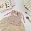 Bolsa cosmética com cordão, bolsa de tecido pequena fofa para carregar na mão, bolsa organizadora de veludo cotelê, bolsa para presente, bolsa para guardar miudezas