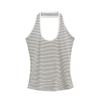Camisola de tirantes con cuello en U sin mangas a rayas americanas para mujer, estilo nuevo de verano 2025, top corto dulce sexy de alta gama