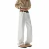 Calça Jeans Branca Flare Masculina, Estilo Americano, Cintura Alta, Comprimento Estendido, Calça Reta para Pessoas Altas, Calça Perna Larga Estreita