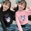 Novas Camisetas Térmicas para Meninas Camisa Base Outono e Inverno Infantil Estilosa Gola Meia-Alta Manga Longa Camiseta Tendência