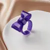 Novo Anel de Resina Colorido Criativo Sem Desbotar Anel Geométrico de Nicho com Laço Anel de Dedo Joia Feminina