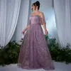 Vestido de Noite Transfronteiriço para Mulheres, Estudante de Exame de Arte de Alto Padrão, Cerimônia de Amadurecimento, Vestido Longo Roxo Plus Size, Vestido Plus Size para Meninas Plus Size