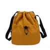 Bolso de Hombro Pequeño Estilo Bosque Casual, Bolso Ligero de Nailon para Teléfono Móvil, Bolso Cruzado de Hombro con Cordón Plisado Perezoso, Bolso Cubo para Mujer