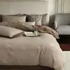 Qualidade A, seguro para bebês, algodão de fibra longa de Xinjiang, conjunto de cama de quatro peças escovado, estilo japonês, 100% algodão, capa de edredom jacquard tingido em fio, algodão puro espessado