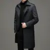Nuevo Abrigo de Trinchera para Hombre Otoño e Invierno, Chaqueta Larga Acolchada hasta la Rodilla con Forro Desmontable, Cinturón, Chaqueta de Trinchera con Cuello de Traje para Hombre