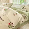 Juego de Cuatro Piezas de Leche Gruesa de Invierno Funda de Edredón de Felpa Doble Cara Sábana Bajera de Coral Fleece Sábana Plana Juego de Tres Piezas para Dormitorio de Estudiante