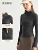 Jaqueta de yoga com gola alta, jaqueta esportiva de yoga slim fit, adequada para outono e inverno, pode ser usada como peça externa, jaqueta casual esportiva para mulheres