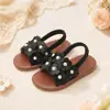Sandalias Elásticas de Flor de Perla para Niñas Suela Suave Antideslizante Punta Abierta Dulce Estilo Princesa Sandalias Infantiles