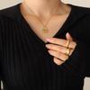 Colar Pingente Oval Elefante Alien Dourado Corrente de Clavícula Feminina Versátil Aço Titânio Transfronteiriço Atacado de Joias para Homens e Mulheres