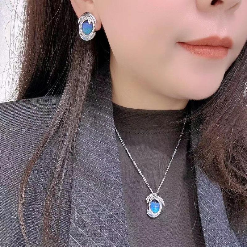 2309170 (1) 合金耳饰 [冰岛]耳钉夹项链套装原创