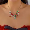 Collar de Joyería Navideña Transfronteriza Europeo y Americano Copo de Nieve Alce Muñeco de Nieve Árbol de Navidad Collar con Múltiples Colgantes Joyería para Mujeres