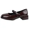 Zapatos Mary Jane de Tacón Grueso Estilo Francés Simple Boca Baja Negros Retro para Mujer 2024 Nuevos Estallidos Otoñales Zapatos de Boca Baja