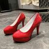 Zapatos de Salón de Tacón Superalto para Mujer 2025 Nuevos Tacones Altos de Plataforma Impermeables Formales Profesionales de Boca Baja con Punta Afilada