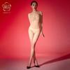 Medias de Seda Brillantes Sexy y Sexy Cubierta de Cremallera Superior Ropa Corporal Coser Hombres y Mujeres Tentación Perspectiva Entrepierna Abierta con Juego de Cinco Dedos