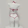 Conjunto Sexy Rojo Nuevo Estilo Chino Bordado Faja, Tres Piezas Transparente Revelador de Pecho Seductor Encaje Lencería 2765