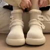 Botines de estilo nuevo con hebillas grandes, botas de nieve para mujer, engrosadas para el invierno 2026, zapatos de algodón afelpado, forrados de felpa, casuales y lindos