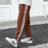 Calças Casuais Infantis para Meninos e Meninas, Calças Esportivas Forradas com Fleece para Primavera e Outono, Calças Mágicas para Jardim de Infância, Calças com Listras Duplas para Bebês para Atividades ao Ar Livre, Crianças Modernas