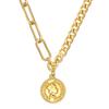 Collar con Colgante de Moneda con Cabeza de la Reina Isabel Inglesa, Cierre de Mosquetón Minimalista Transfronterizo Europeo y Americano, Acero Inoxidable 304, 7mm Redondo, para Mujer