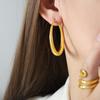 Pendientes de aro grandes estilo retro de Hong Kong, de acero de titanio de 18 quilates, con personalidad que combina con todo, pendientes de temperamento dulce para niña, joyería de diseño ligero y lujoso