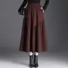 Saia Plissada de Comprimento Médio com Cintura Elástica para Mulheres, Nova Coleção Outono 2026 Estilo Elegante, Saia Evasê com Barra Ampla e Caimento, Saia Guarda-chuva Tendência