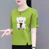 Ropa de Comercio Exterior Transfronterizo Estilo Mamá para Mujeres de Mediana Edad y Mayores, Camiseta Asimétrica con Abertura y Manga Corta, Top Camiseta Holgado y Versátil