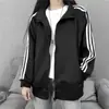 Chaqueta Nueva de Tres Rayas Primavera y Verano 2024 Estilo Coreano Delgado para Hombre Chaqueta de Estudiante Negra Uniforme de Béisbol Suelta para Mujer Tendencia Bf