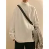 Suéter de color liso de cuello medio con forro polar para hombre, primavera y otoño, camiseta interior moderna, holgado, casual, ropa de otoño