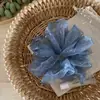 Goma para el pelo de alta gama estilo coreano con pedrería floral, suave y esponjosa, tipo gasa, para coleta o moño, para mujer
