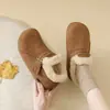 Zapatos Birkenstock Peludos para Mujer Invierno 2026 Temperamento Moderno Nuevo Estilo Suela Gruesa Slip-on Cálidos de Piel Zapatos de Algodón Tipo Frijol