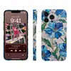 Capa de filme azul floral retrô de luxo para iPhone 16, nicho, popular no comércio transfronteiriço, padrões personalizáveis