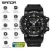 Novo Relógio Eletrônico Transfronteiriço Sanda à Prova d'Água para Uso Externo Esportivo com Duplo Display Calendário Luminoso Relógio Masculino
