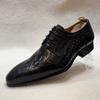 Novos Sapatos Derby Masculinos para Vestir Negócios Couro Shoes Couro de Vaca Crocodilo Embutido Bico Apontado Sapatos Masculinos Resistente ao Desgaste Borracha Sola Grande