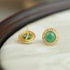 Brincos redondos africanos verdes banhados a prata 925, brincos simples, requintados, para combinar com personalidade, novo estilo, elegantes e altos para meninas