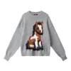 Heyhenry Ano do Cavalo Novo Outono e Inverno Tricô Solto de Mohair Gola Redonda Pulôver Malha Externa Relaxada