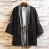 Verano Nuevo Estilo Japonés Cárdigan de Siete Mangas Bordado de Dragón Redondo Hanfu Estilo Chino Ropa Retro de Moda para Hombre Protección Solar