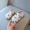 Sandálias Fechadas para Meninas 2026 com Solas Macias, Sapatos de Princesa da Moda com Laço para Crianças, Sapatos de Verão para Crianças Pequenas