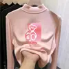 Ropa interior de doble cara de forro polar con cuello medio para niños, ropa interior térmica para niñas, top cepillado de manga larga para bebé para otoño e invierno, estilo moderno