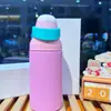 Nueva botella de agua térmica estilo macarrón de comercio exterior, hecha de acero inoxidable 304, con tapa abatible portátil, adecuada para hombres, mujeres y estudiantes; una botella de agua linda