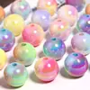 Cuentas Acrílicas con Agujero Recto, Cuentas Redondas de Color Crema Recubiertas con Color UV, Accesorios Hechos a Mano para Joyería DIY, Cuentas Sueltas al por Mayor