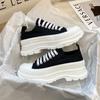 Novos Tênis de Lona Feminino 2023 Moda Estudantil Board Shoes Simples Casuais Sapatos Brancos Cano Baixo Sola Grossa Tendência ins Esportes