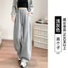 Pantalones de chándal azul marino con plátano para mujer 2025 Otoño e Invierno Nuevos de Cintura Alta Holgados con Caída Petite Pierna Ancha