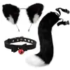 Cosplay Tiara de Orelhas de Gato Cauda de Gato Joias Feito à Mão Fofa Menina Gato Orelha de Animal Acessórios de Cabelo Conjunto de Acessórios de Cauda de Animal