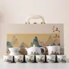 Conjunto de Chá Pintado à Mão Laba Bule de Cerâmica Paisagem Cultural e Criativa Empresa Feriado Reunião Anual Lembrança de Luxo