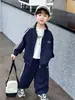 Conjunto de Sudadera para Niños Primavera y Otoño, Estilo Coreano, Atuendo Deportivo Elegante de Dos Piezas para Niños Pequeños, Ropa de Otoño de Moda para Bebés