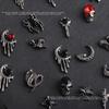 Joyería de uñas con diseño de viento oscuro, venta al por mayor, metal, punk, cruz, croco, araña, calavera, accesorios de aleación retro