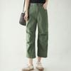 Tiro Real Pantalones Cargo de Algodón Cómodos y Casuales para Primavera y Otoño 2025, Pantalones Casuales de Pierna Recta, Pantalones Cortos para Mujer, Estilo Delgado de Verano