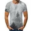 Nueva Camiseta de Manga Corta para Hombre Estampado Digital 3D Transfronterizo Primavera y Verano Moda Planta Flor Creativa Tendencia Estudiantes Hombres y Mujeres