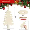 Recorte de Navidad de madera en blanco sin terminar adorno de escritorio DIY etiqueta de árbol de Navidad de madera en blanco con base de cuerda