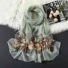 Nuevo Elegante Versátil Bordado Bufanda de Seda para Mujer Delgada Bordada Gasa de Organza Elegante Chal de Doble Uso